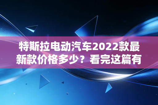 特斯拉电动汽车2022款最新款价格多少？看完这篇有数了