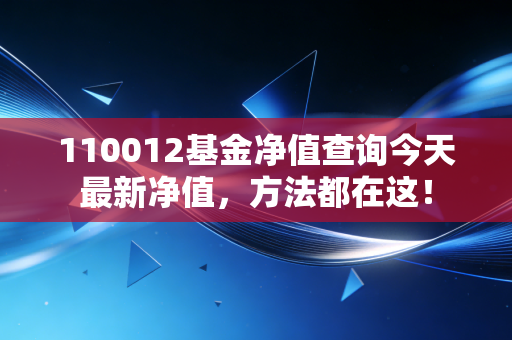 110012基金净值查询今天最新净值，方法都在这！