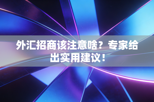 外汇招商该注意啥？专家给出实用建议！