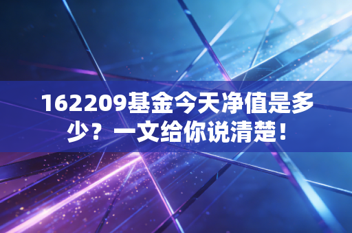 162209基金今天净值是多少？一文给你说清楚！