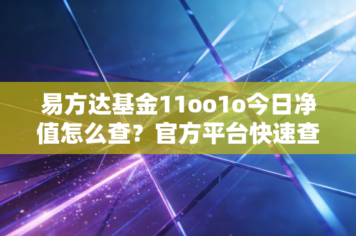 易方达基金11oo1o今日净值怎么查？官方平台快速查看方法！