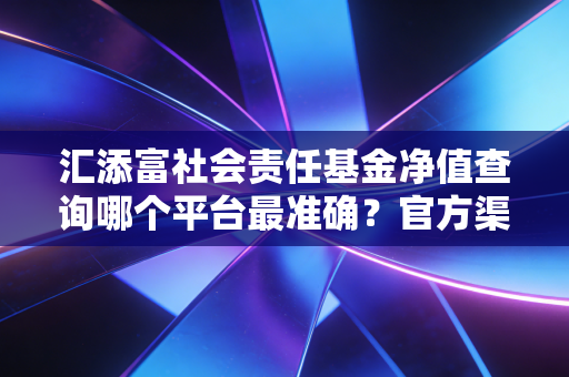 汇添富社会责任基金净值查询哪个平台最准确？官方渠道推荐给你！