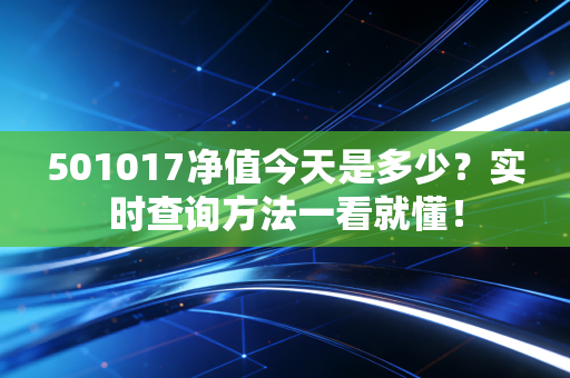 501017净值今天是多少？实时查询方法一看就懂！