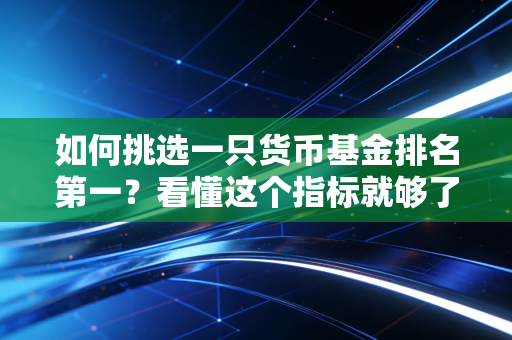 如何挑选一只货币基金排名第一？看懂这个指标就够了！