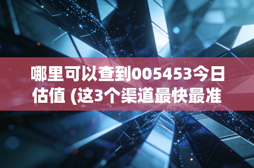 哪里可以查到005453今日估值 (这3个渠道最快最准确)