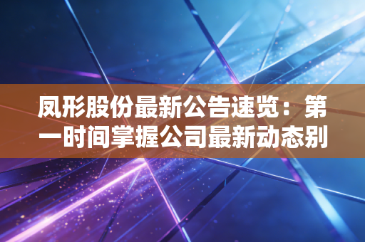 凤形股份最新公告速览：第一时间掌握公司最新动态别落伍！