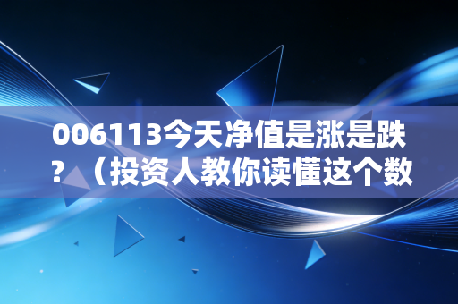 006113今天净值是涨是跌？（投资人教你读懂这个数字！）