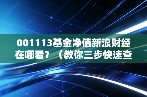 001113基金净值新浪财经在哪看？（教你三步快速查询）