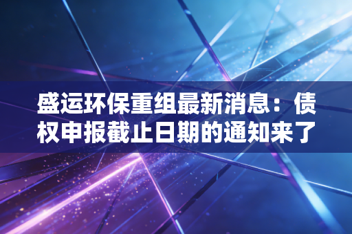 盛运环保重组最新消息：债权申报截止日期的通知来了！