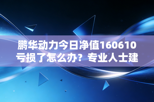 鹏华动力今日净值160610亏损了怎么办？专业人士建议！