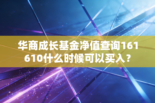 华商成长基金净值查询161610什么时候可以买入？