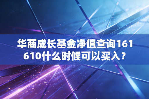 华商成长基金净值查询161610什么时候可以买入？