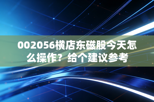 002056横店东磁股今天怎么操作?给个建议参考