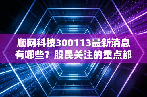 顺网科技300113最新消息有哪些？股民关注的重点都在这