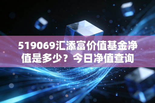 519069汇添富价值基金净值是多少？今日净值查询