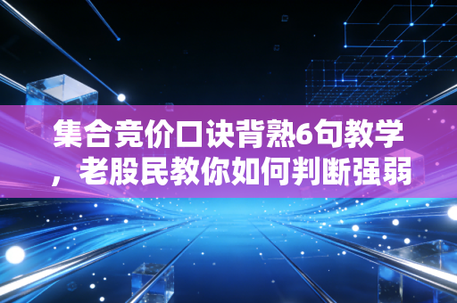 集合竞价口诀背熟6句教学，老股民教你如何判断强弱！