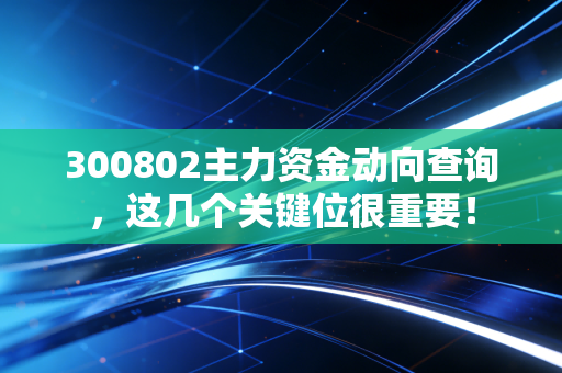 300802主力资金动向查询，这几个关键位很重要！