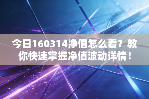 今日160314净值怎么看？教你快速掌握净值波动详情！