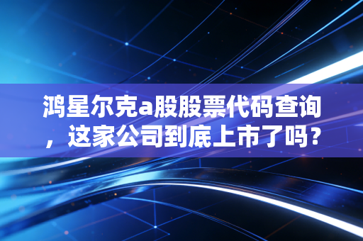 鸿星尔克a股股票代码查询,这家公司到底上市了吗?