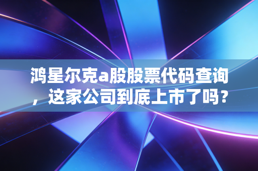 鸿星尔克a股股票代码查询，这家公司到底上市了吗？