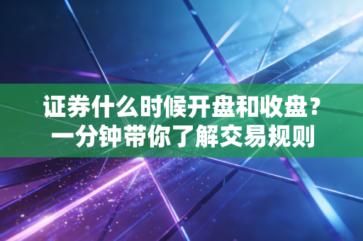 证券什么时候开盘和收盘？一分钟带你了解交易规则