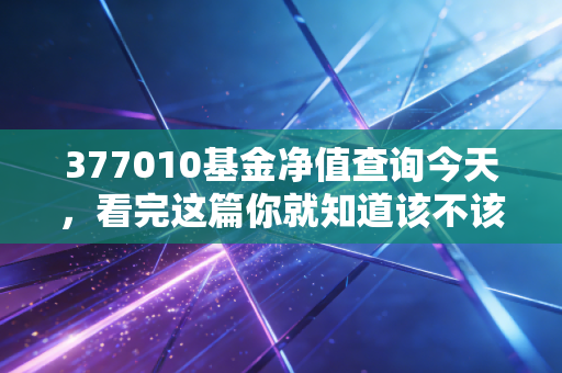 377010基金净值查询今天，看完这篇你就知道该不该卖！