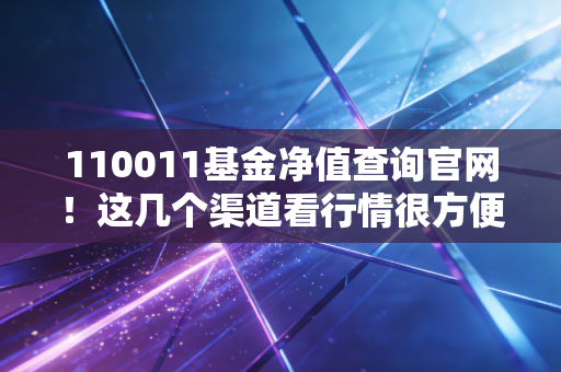 110011基金净值查询官网！这几个渠道看行情很方便
