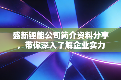 盛新锂能公司简介资料分享，带你深入了解企业实力
