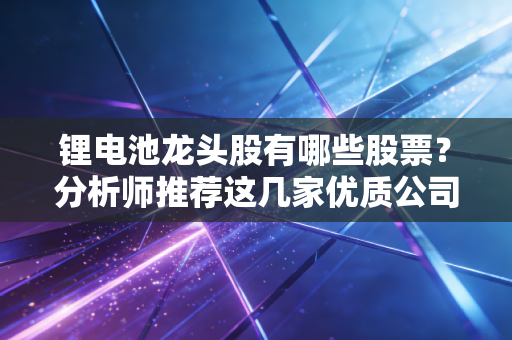 锂电池龙头股有哪些股票？分析师推荐这几家优质公司！
