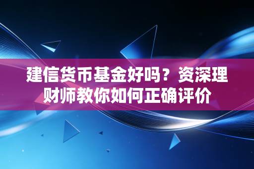 建信货币基金好吗?资深理财师教你如何正确评价