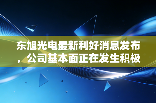 东旭光电最新利好消息发布,公司基本面正在发生积极变化!