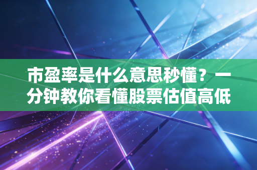 市盈率是什么意思秒懂？一分钟教你看懂股票估值高低！