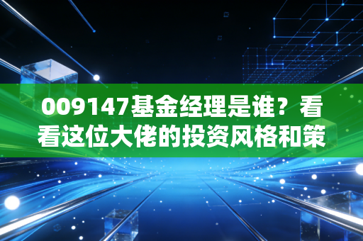 009147基金经理是谁?看看这位大佬的投资风格和策略!