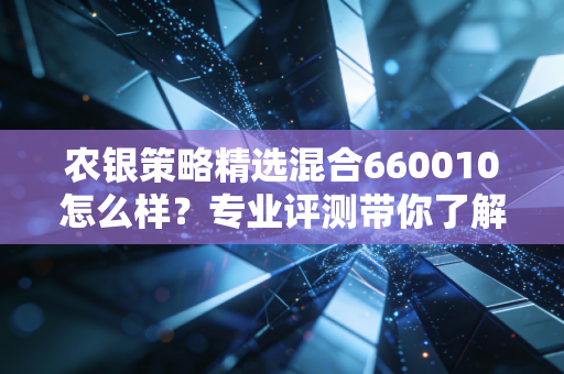 农银策略精选混合660010怎么样?专业评测带你了解真相