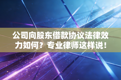 公司向股东借款协议法律效力如何？专业律师这样说！