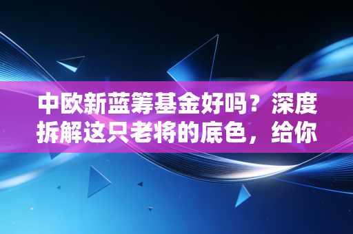 中欧新蓝筹基金好吗？深度拆解这只老将的底色，给你的投资路做个参照