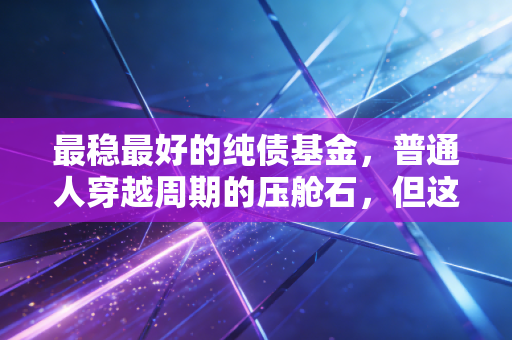 最稳最好的纯债基金，普通人穿越周期的压舱石，但这几点你必须懂