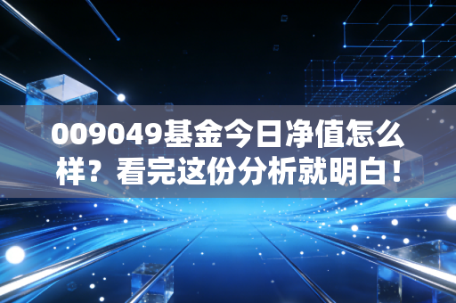 009049基金今日净值怎么样？看完这份分析就明白！
