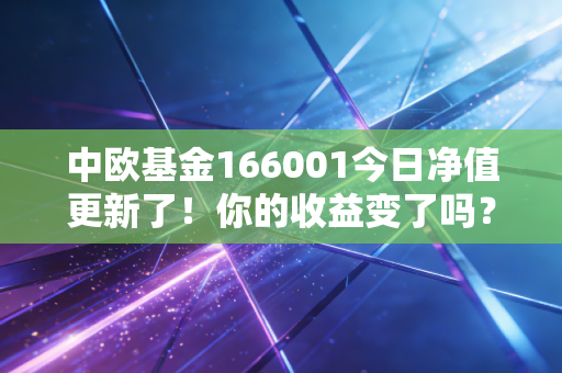 中欧基金166001今日净值更新了!你的收益变了吗?