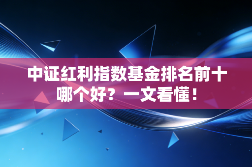 中证红利指数基金排名前十哪个好？一文看懂！