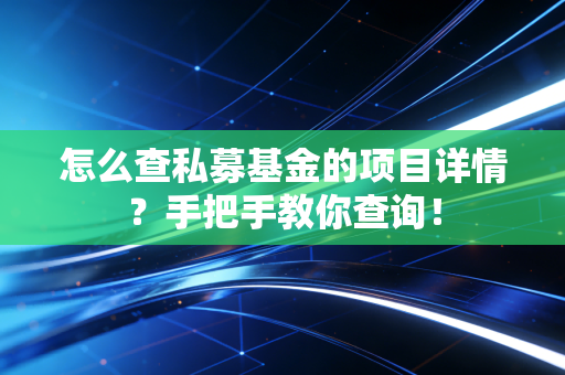 怎么查私募基金的项目详情？手把手教你查询！