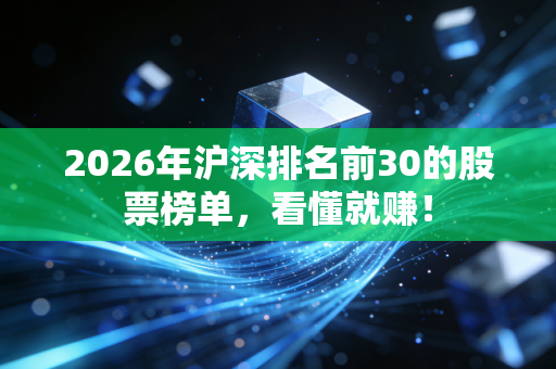 2026年沪深排名前30的股票榜单，看懂就赚！