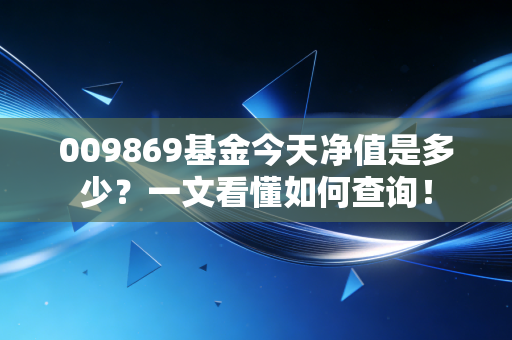 009869基金今天净值是多少？一文看懂如何查询！