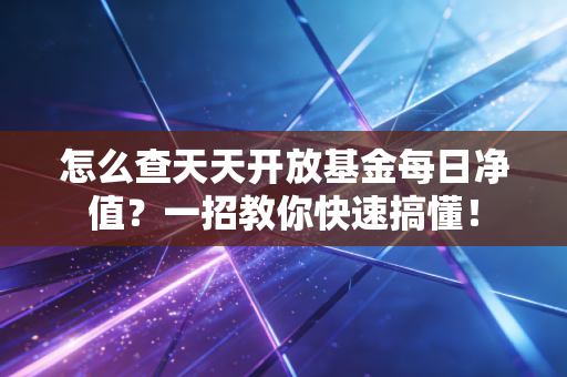 怎么查天天开放基金每日净值？一招教你快速搞懂！