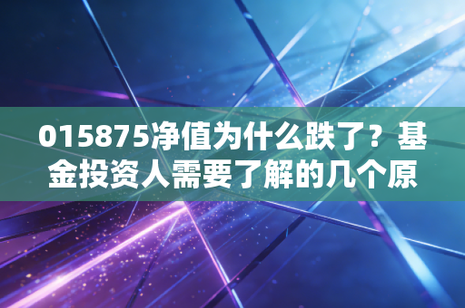 015875净值为什么跌了？基金投资人需要了解的几个原因