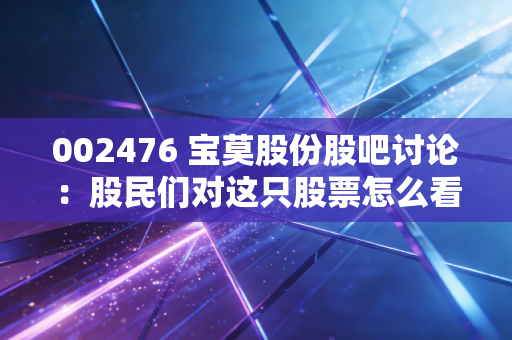 002476 宝莫股份股吧讨论：股民们对这只股票怎么看