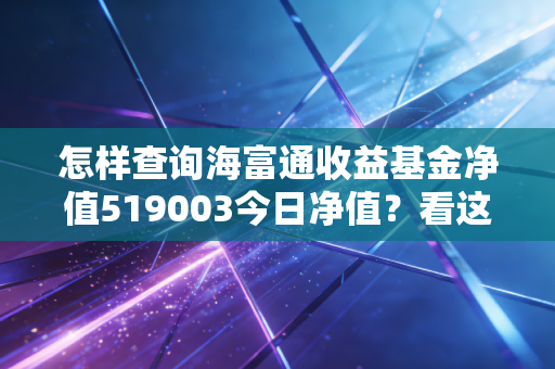 怎样查询海富通收益基金净值519003今日净值？看这里就够了！