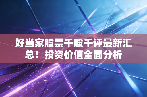 好当家股票千股千评最新汇总！投资价值全面分析
