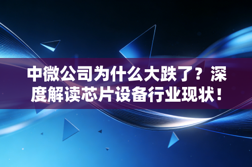 中微公司为什么大跌了？深度解读芯片设备行业现状！