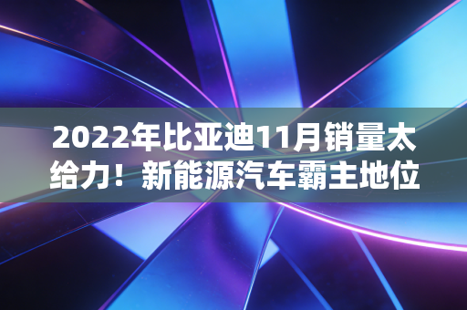 2022年比亚迪11月销量太给力！新能源汽车霸主地位稳了！